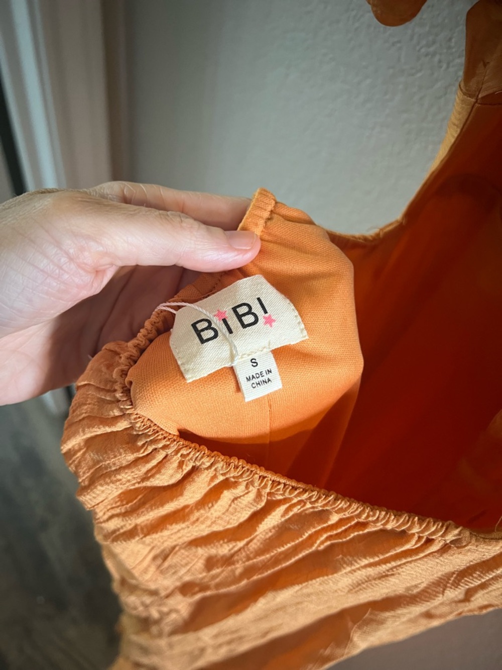 BiBi Orange Puff-Sleeve Tie-Front Maxi Dress - Picture 3 of 4